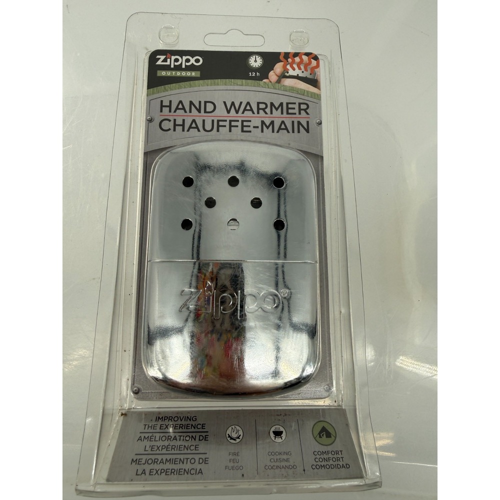 Zippo Outdoor 12 Hour Hand Warmer Chrome Refillable New Sealed Camping Hunting